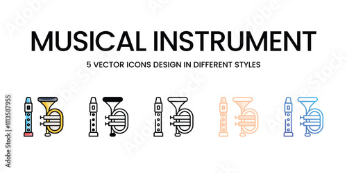 Musical Instrument icons set in different style vector stock illustration