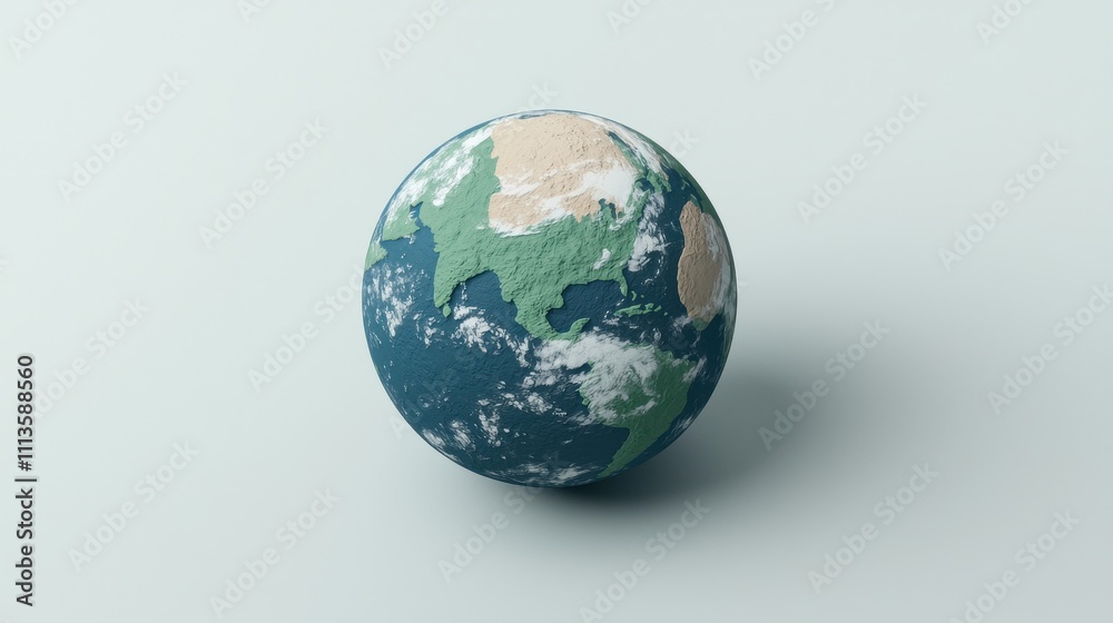 Textured 3D Model of Earth Globe with Vivid Land and Water Representation Textured 3D Model of Earth Globe with Vivid Land and Water Representation