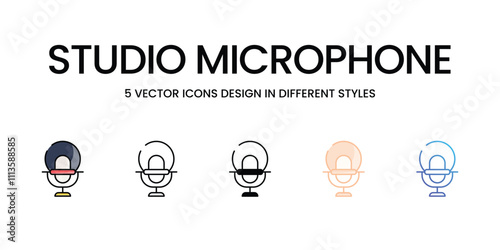 Studio Microphone icons set in different style vector stock illustration