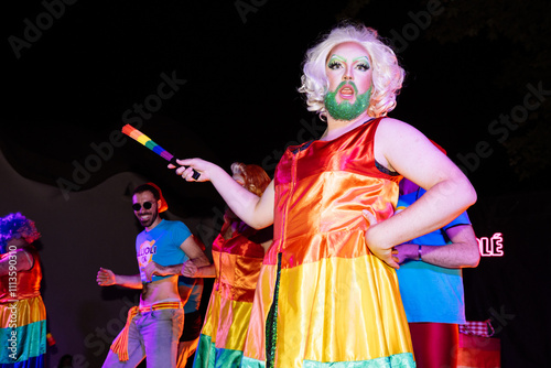 Drag Queens Perform at a Vibrant Pride Show Celebrating Diversity and Inclusivity in the Community