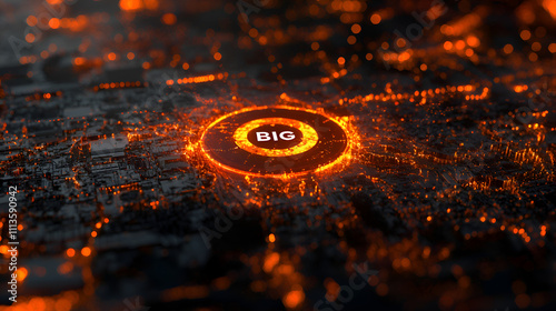 Big O Notation and Data Visualization Concept in a Futuristic Urban Landscape
