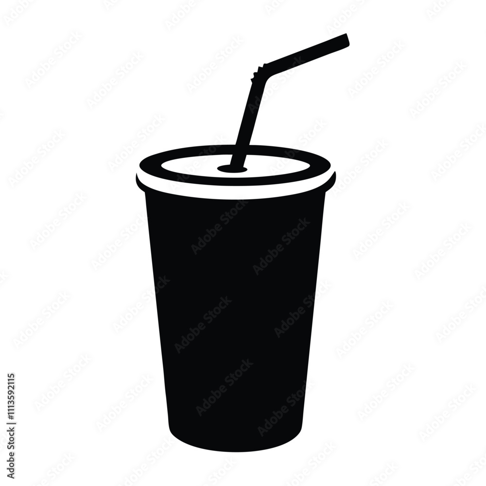 A black cup with a straw in it A black cup with a straw in it