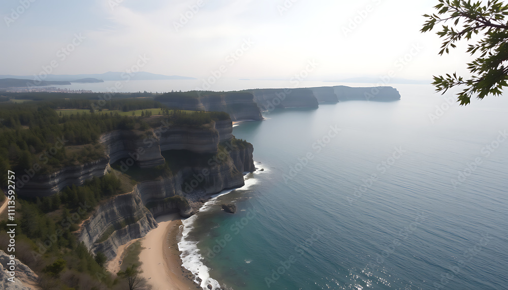 Coastal Cliffs & Sandy Cove Aerial, Coastal Cliffs & Sandy Cove Aerial,