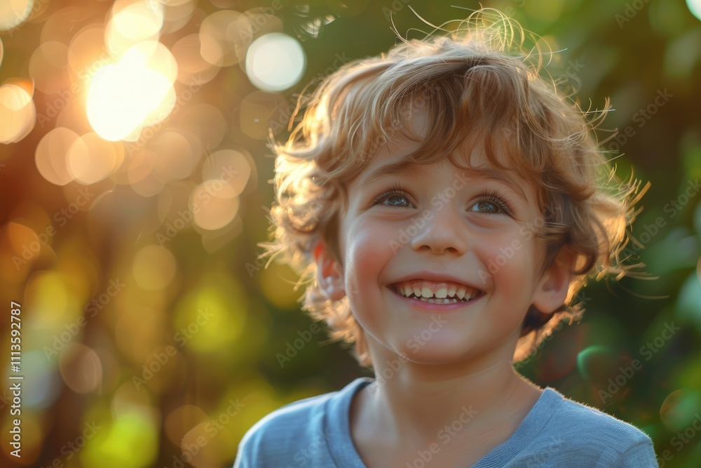 Happy adopted boy smiling in nature symbolizing successful parenting. Happy adopted boy smiling in nature symbolizing successful parenting.