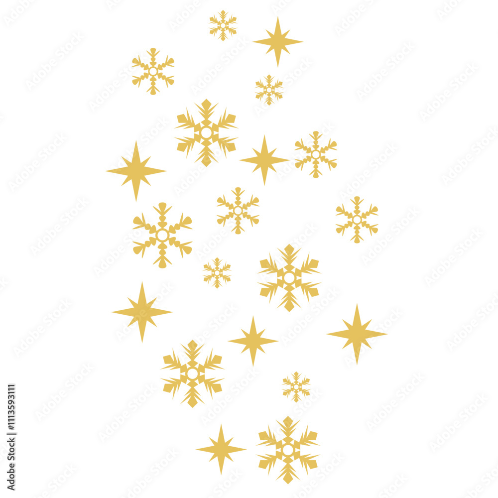 Gold Snowflake with Stars Gold Snowflake with Stars