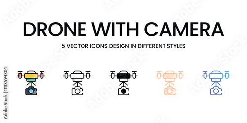 Drone with Camera icons set in different style vector stock illustration