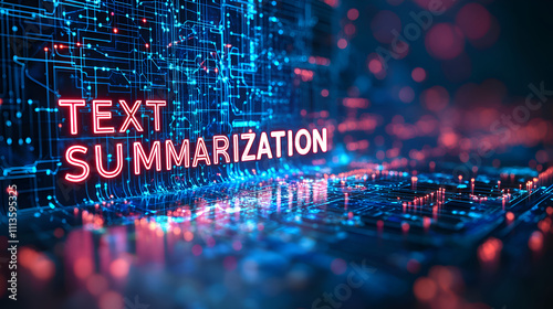 Futuristic Text Summarization Technology with AI and Machine Learning Visualization