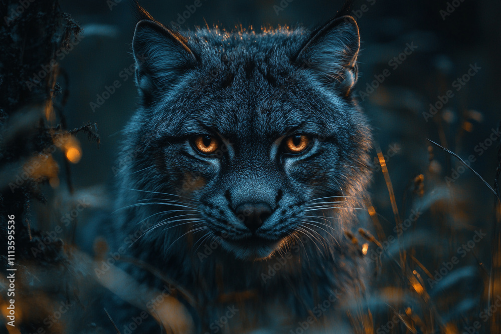 Majestic Lynx in Twilight Forest Habitat Majestic Lynx in Twilight Forest Habitat