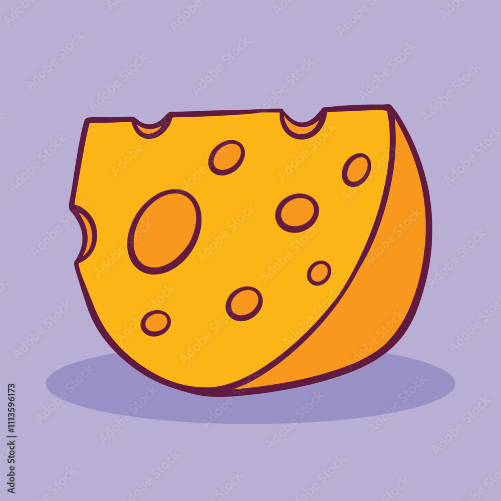 Half round Cheese Slice cartoon cute hand drawn illustration Half round Cheese Slice cartoon cute hand drawn illustration