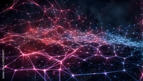 Abstract network visualization with interconnected nodes in vibrant colors.
