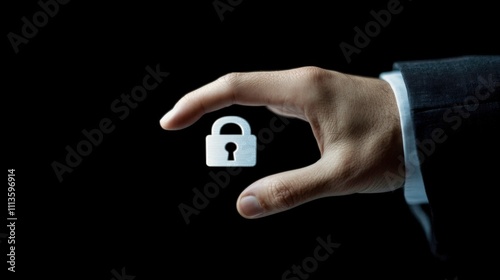 Hand holding a digital lock symbol representing security and protection of data