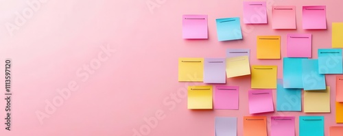 Agile project management flat design side view sprint planning board animation colored pastel