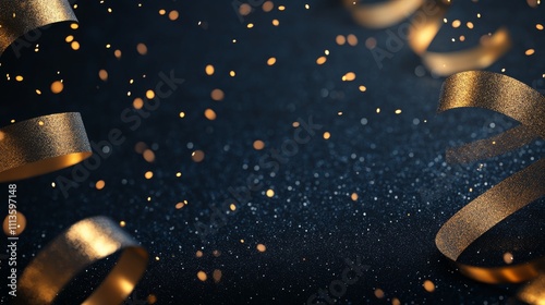 Golden ribbons and confetti create a festive atmosphere for celebration