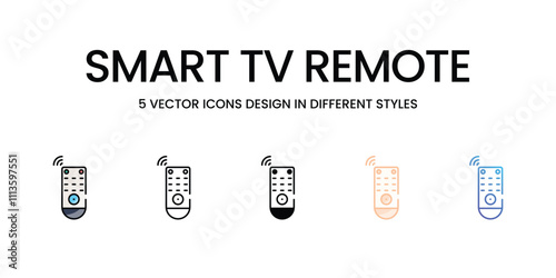 Smart TV Remote icons set in different style vector stock illustration
