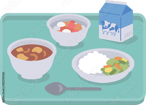 学校の給食のイラスト