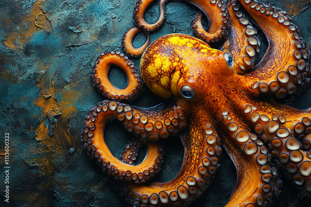 A Vivid Orange Octopus With Dark Markings A Vivid Orange Octopus With Dark Markings