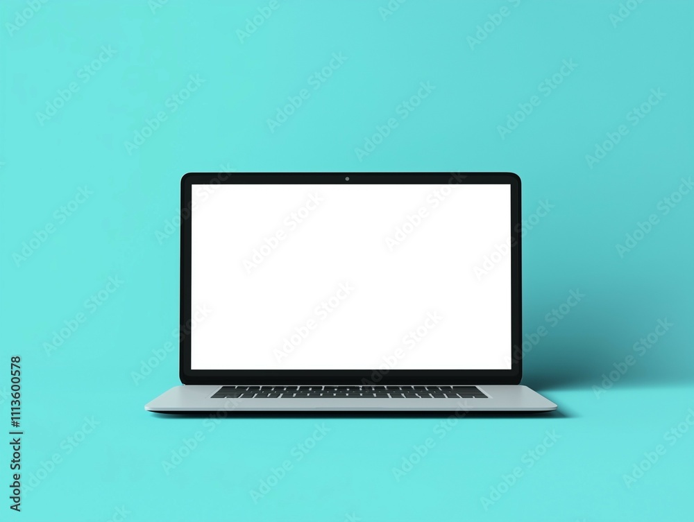 A minimalistic laptop mockup displayed from a front view, with the screen prominently featured A minimalistic laptop mockup displayed from a front view, with the screen prominently featured