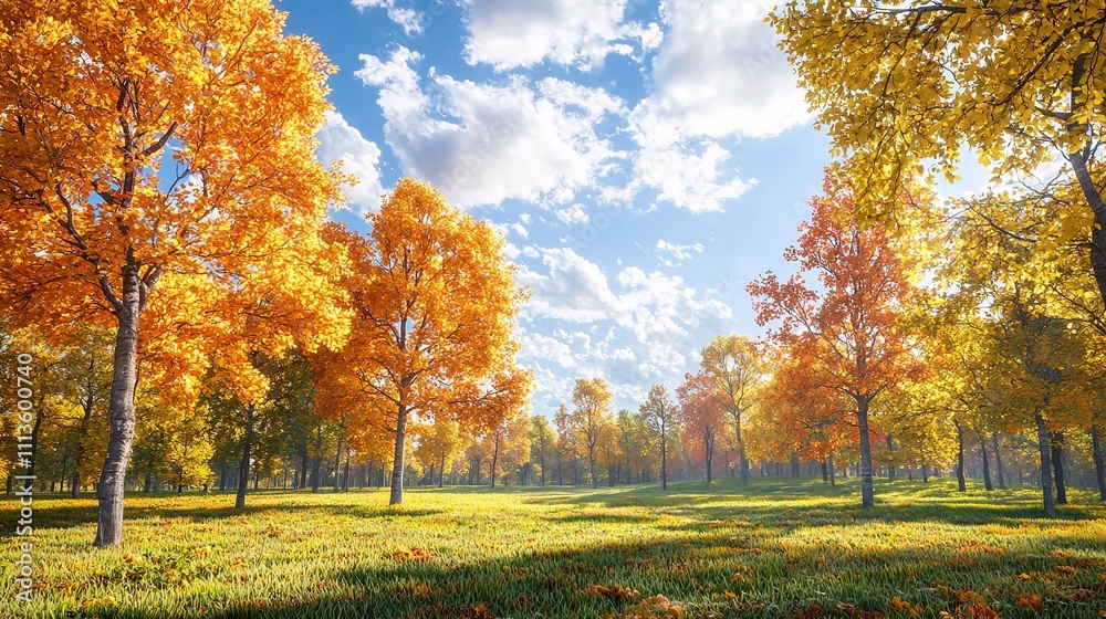 Autumn splendor with vivid trees and blue sky Autumn splendor with vivid trees and blue sky