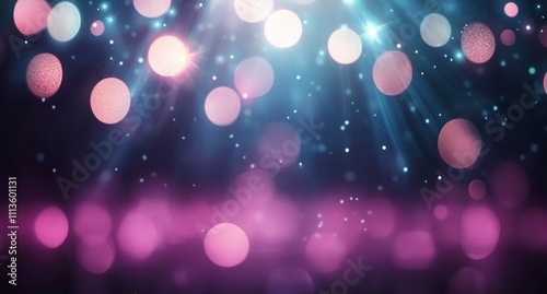 Colorful disco ball sparkles against a dreamy bokeh background during a festi...