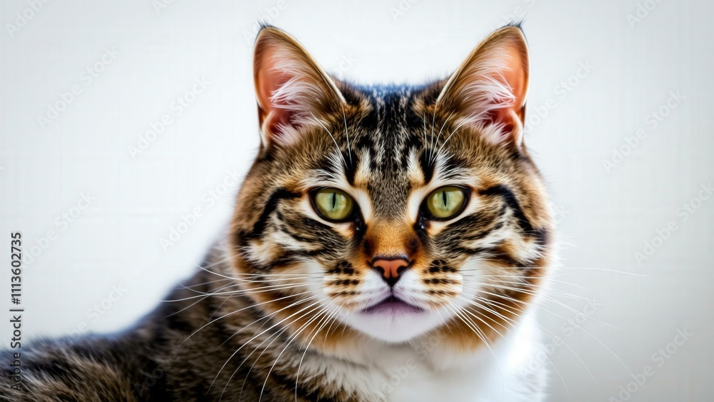 Obraz premium Adorable Tabby Cat Close-Up: Perfect for Greeting Cards, Wall Art, or Social Media Profile Pictures