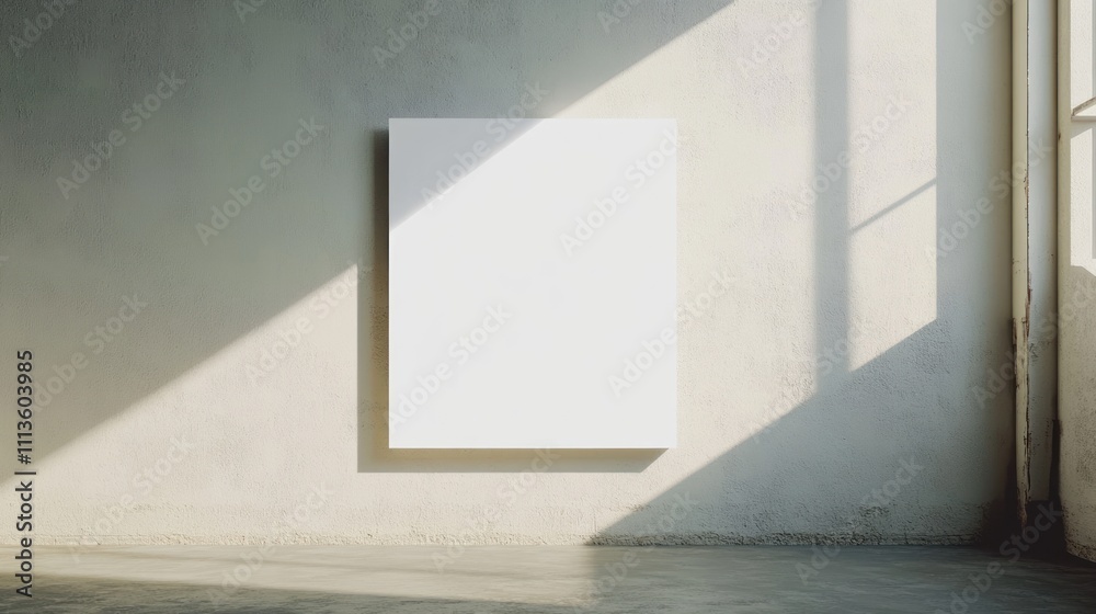 Blank Canvas in Sunlit Room: Minimalist Interior Design Mockup Blank Canvas in Sunlit Room: Minimalist Interior Design Mockup