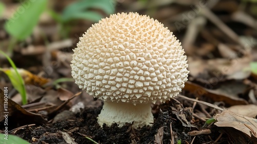 Wallpaper Mural A Single Young White Mushroom With Spiky Cap Torontodigital.ca