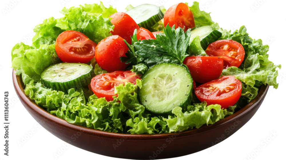 A vibrant mix of leafy greens, bright red tomatoes, and sliced cucumbers is artfully arranged in a rustic bowl, evoking freshness and health. Perfect for a summer meal or gathering A vibrant mix of leafy greens, bright red tomatoes, and sliced cucumbers is artfully arranged in a rustic bowl, evoking freshness and health. Perfect for a summer meal or gathering