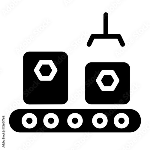 Belt Conveior Factory Glyph Icon