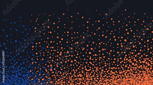 Vibrant Abstract Background with Blue and Orange Dots on Black