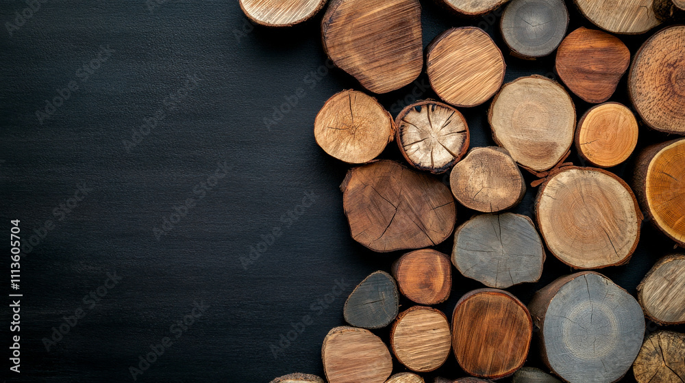 A close-up of various wooden logs arranged on a dark surface, showcasing natural textures and colors. A close-up of various wooden logs arranged on a dark surface, showcasing natural textures and colors.