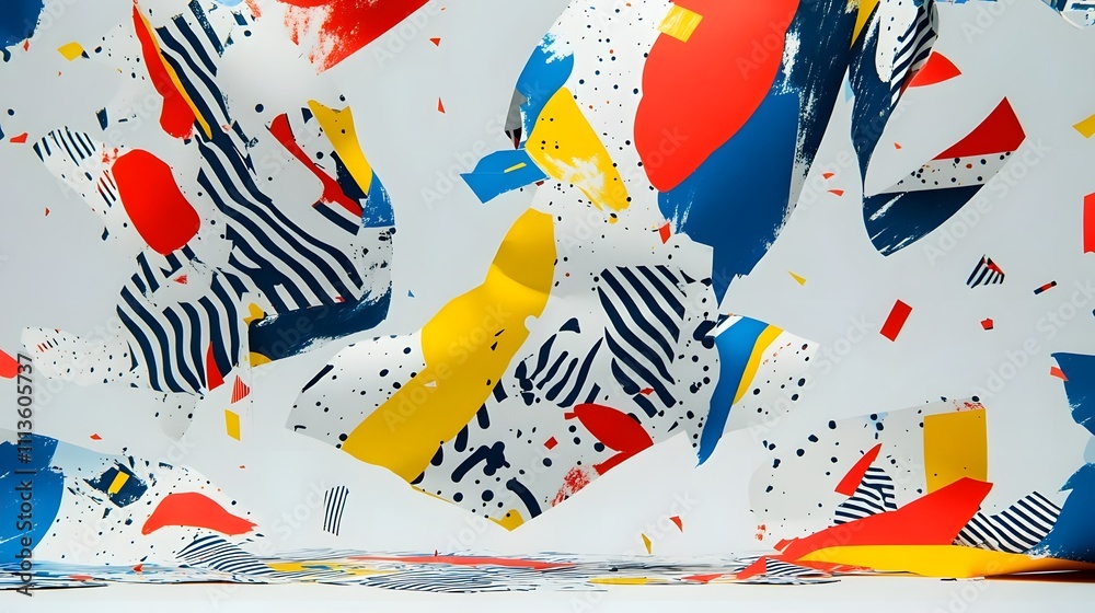 Obraz premium Abstract colorful shapes and patterns create a dynamic visual composition.