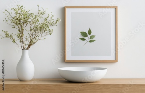 Modern interior design featuring minimalistic decor and organic shapes in a s...