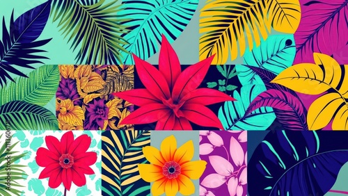 Vibrant Tropical Floral Pattern Perfect for Summer Fabrics, Wallpapers, and Accessories