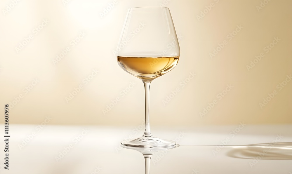 A refined glass of white wine against a soft, neutral background. A refined glass of white wine against a soft, neutral background.