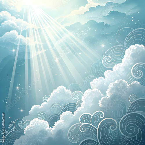 abstract background heaven light from above clouds