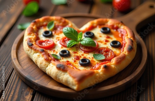 Wallpaper Mural Italian delicious aromatic pizza in the shape of a heart. Romantic dinner on Valentine's Day. Valentine's Day concept, declaration of love over dinner Torontodigital.ca