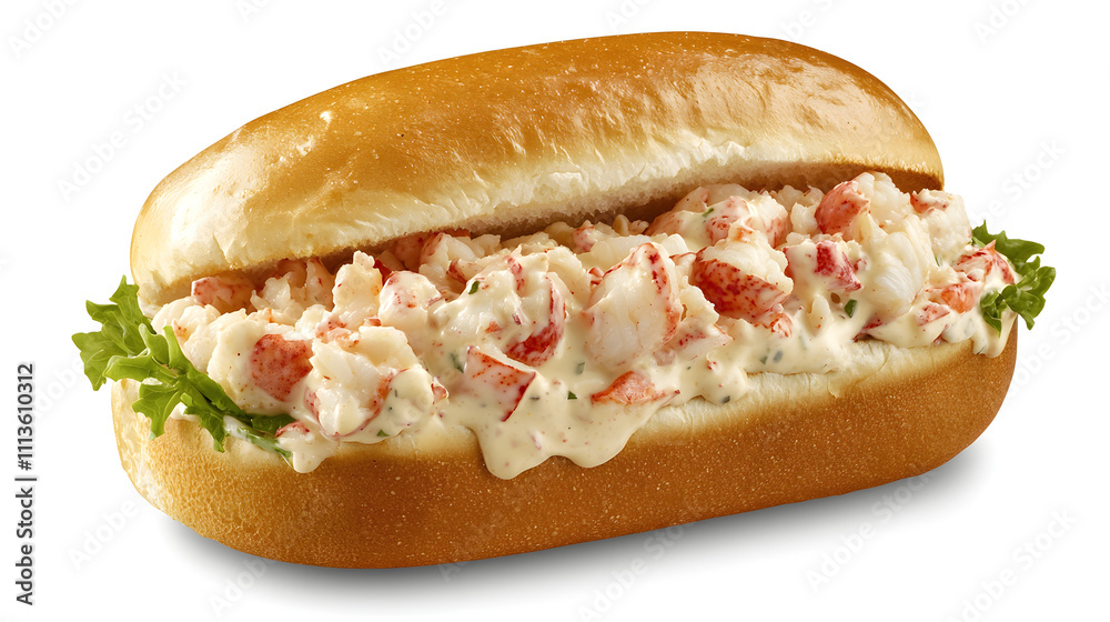 Delicious Maine lobster roll featuring chilled lobster meat, creamy dressing, and fresh lettuce in soft bun, perfect for seafood lovers Delicious Maine lobster roll featuring chilled lobster meat, creamy dressing, and fresh lettuce in soft bun, perfect for seafood lovers