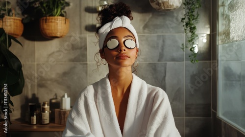 Relaxation and self care ritual in a spa like bathroom environment