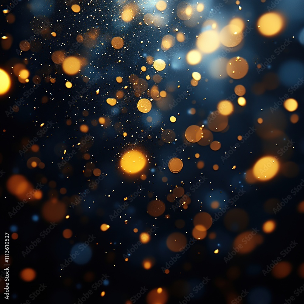 Abstract gold and blue bokeh lights on dark background. Abstract gold and blue bokeh lights on dark background.