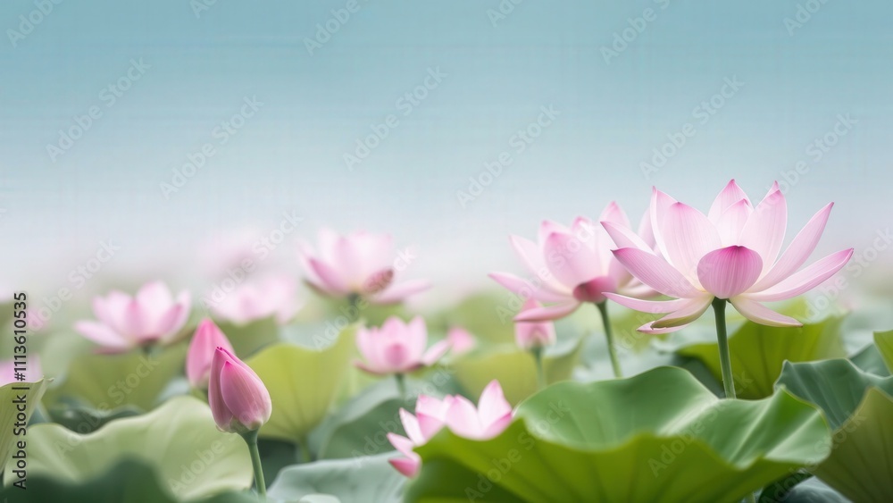 Elegant Pink Lotus Flowers Blooming in Serene Pond, Perfect for Wall Art, Meditation, or Home Decor Elegant Pink Lotus Flowers Blooming in Serene Pond, Perfect for Wall Art, Meditation, or Home Decor