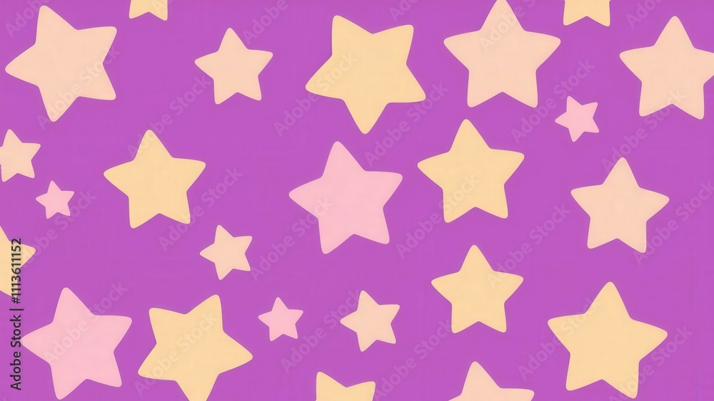 Vibrant Purple Background with Whimsical Yellow and Pink Stars - Perfect for Kids' Room Decor, Party Invitations, or Creative Projects Vibrant Purple Background with Whimsical Yellow and Pink Stars - Perfect for Kids' Room Decor, Party Invitations, or Creative Projects