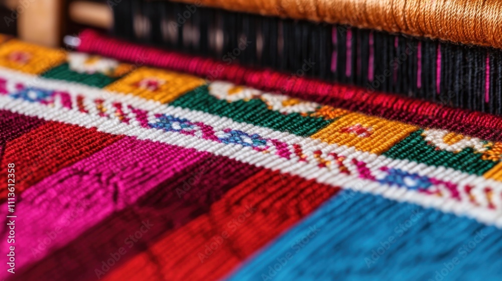 Homemade and craft original, A vibrant textile weaving showcases intricate patterns and rich colors, reflecting skilled craftsmanship in traditional fabric art. Homemade and craft original, A vibrant textile weaving showcases intricate patterns and rich colors, reflecting skilled craftsmanship in traditional fabric art.