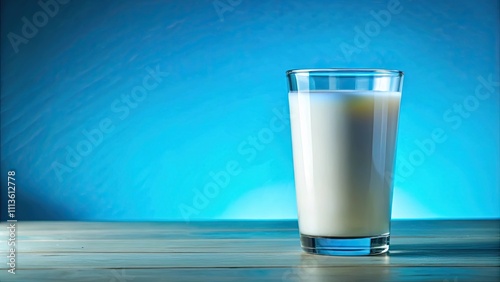 Fresh milk in a glass on a vibrant blue background, dairy, beverage, blue, background, drink, healthy, nutrition, calcium