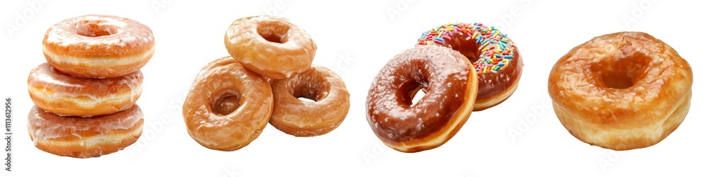 Collection of Donuts isolated on white or transparent background Collection of Donuts isolated on white or transparent background