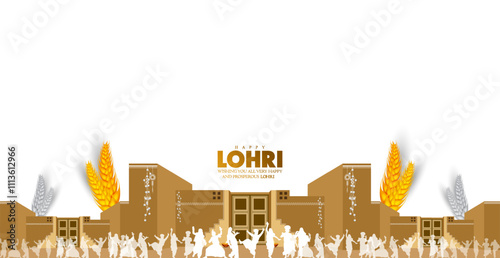 Happy Lohri holiday background for Punjabi festival. Vector illustration