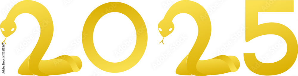Happy year new year 2025 gold color snake icon font Happy year new year 2025 gold color snake icon font