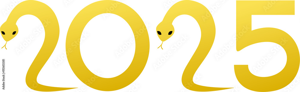 Happy year new year 2025 gold color snake icon font Happy year new year 2025 gold color snake icon font