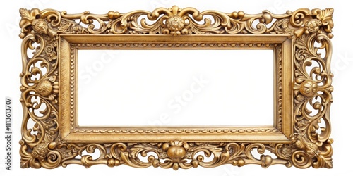 Elegant gold ornate picture frame with intricate details and filigree patterns , ornate, gold, elegant, frame