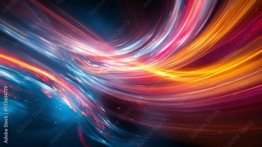 Cosmic Dance: A mesmerizing abstract artwork featuring vibrant streaks of light in a dynamic interplay of colors, creating a sense of movement and cosmic energy.  