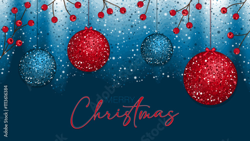 Merry Christmas greeting card and invitation template, vector illustration.